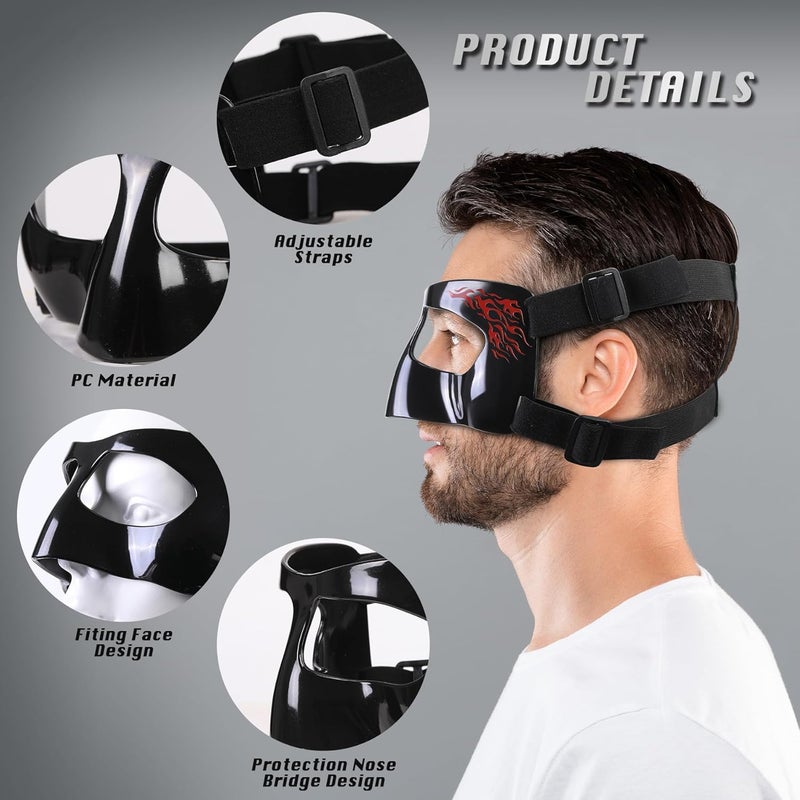 Anysun AF01A Nose Guard for Broken Nose Adults Adjustable Basketball Soccer Sports Face Shield Mask with Foam Padding & Stickers for Women Men Youths Teens - Image 2
